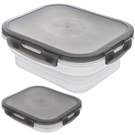 Recipiente plegable de silicona KEMP de 1 litro con tapa y cierre hermético.