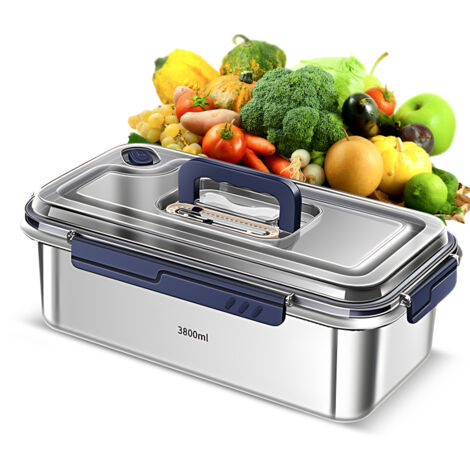 Recipientes para almacenar alimentos con tapas herméticas, fabricados en acero inoxidable 316 apto para uso alimentario. Gran capacidad, a prueba de fugas, con indicador de fecha, junta de sellado, as