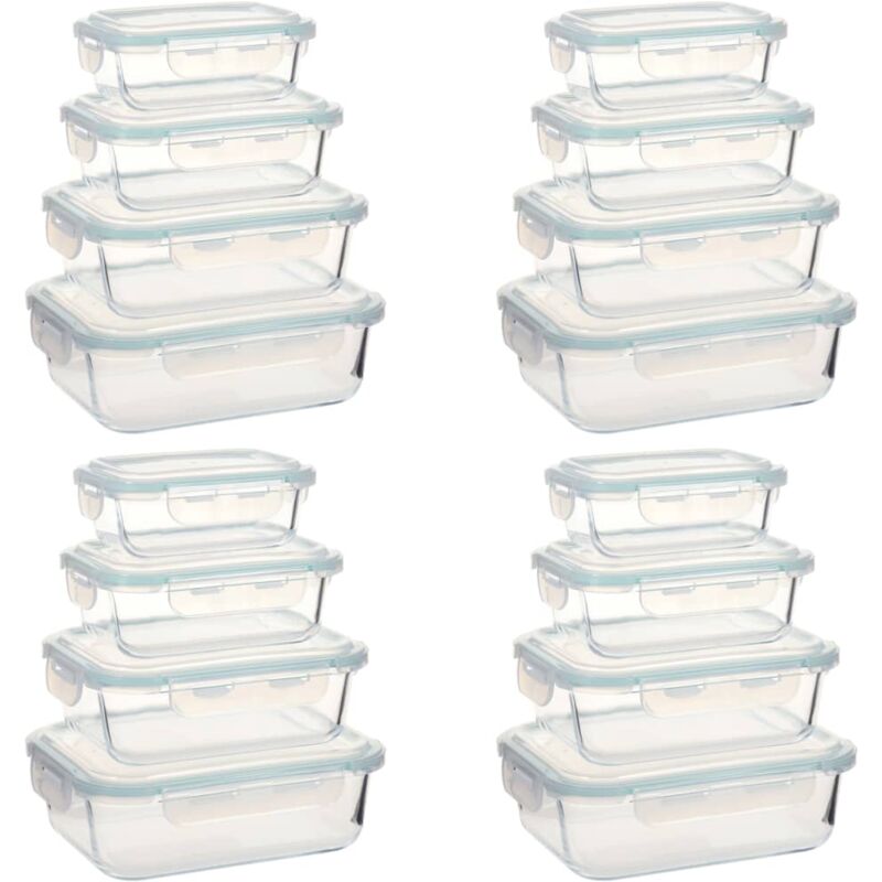 

vidaXL Recipientes para guardar comida 16 unidades vidrio - Transparente