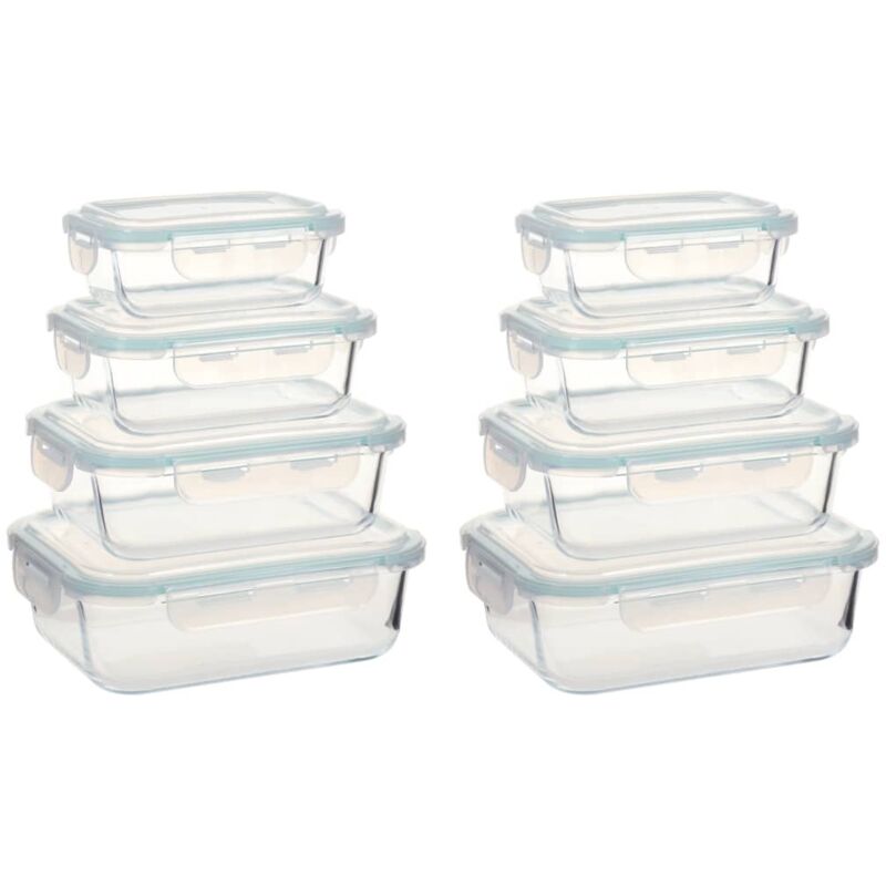 

vidaXL Recipientes para guardar comida 8 unidades vidrio - Transparente