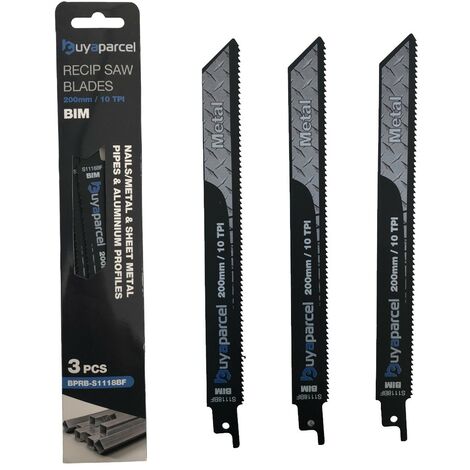 Reciprocating Sabre Saw Blades S1118BF 200mm 10 TPI HCS Metal Aluminium x3