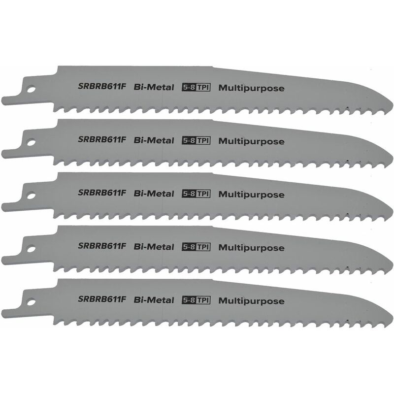 Reciprocating Saw Blade Multipurpose 150mm Length 5-8tpi - Bi Metal Pack of 5