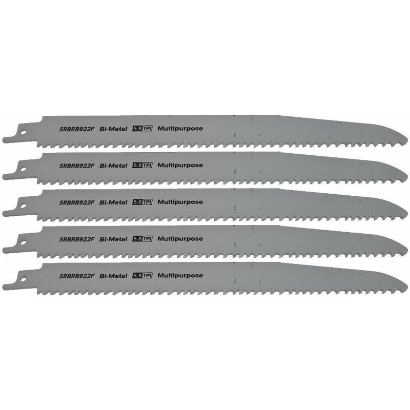 Reciprocating Saw Blade Multipurpose 230mm Length 5-8tpi Bi Metal Pack of 5