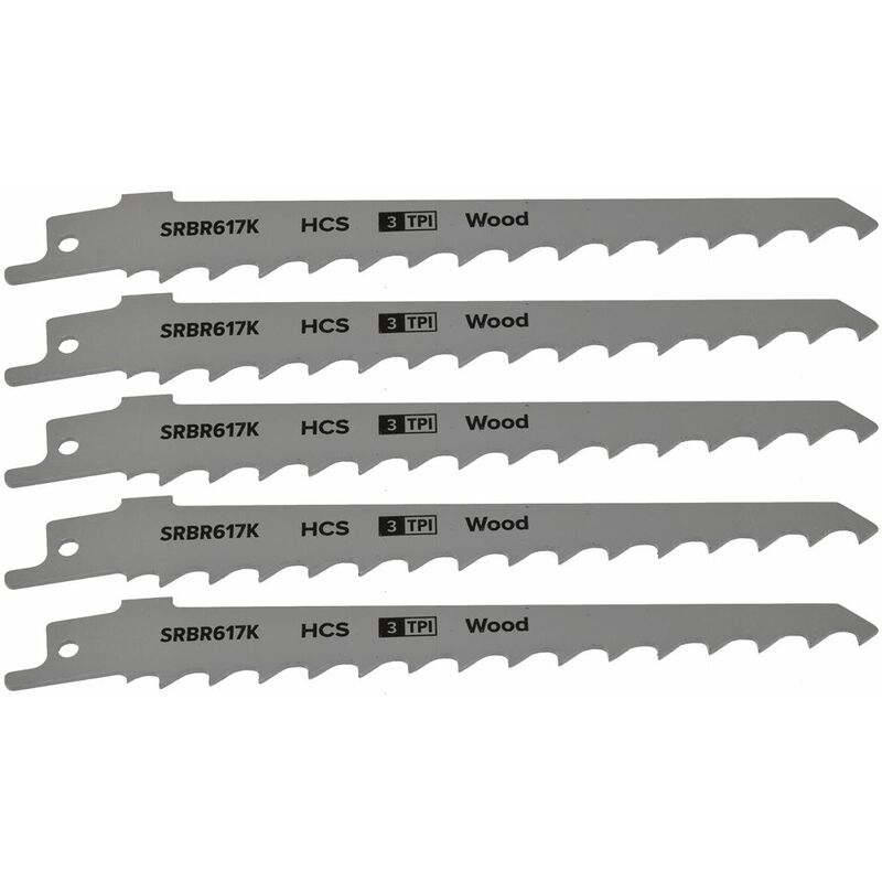 Reciprocating Saw Blade Pruning & Coarse Wood 3tpi 150mm Length Pack of 5