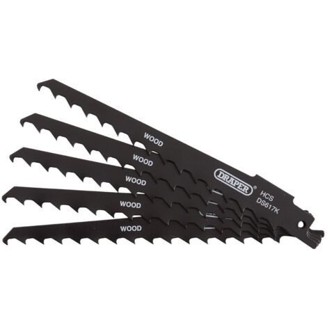 Reciprocating Saw Blades for Wood and Plastic Cutting, 150mm, 3tpi (Pack of 5) (43066)