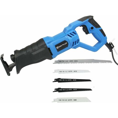 Reciprocating Saw with 4 Saw Blades, Variable Speed, Stroke 20mm