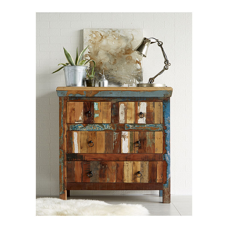 Verty Furniture - Reclaimed Boat 4 Drawer Chest - Multicolour