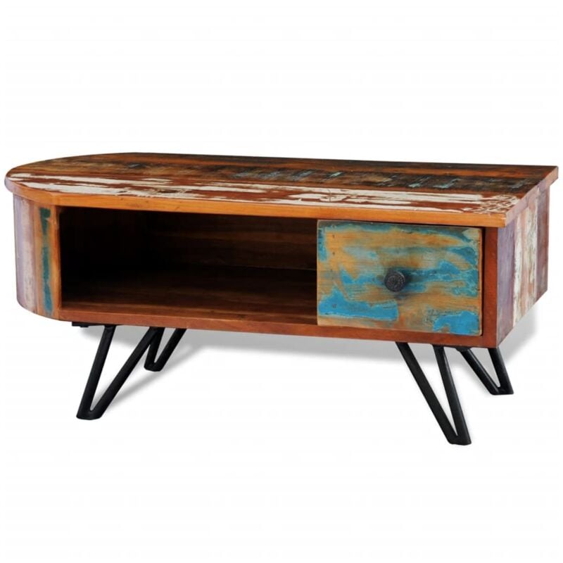 Vidaxl - Coffee Table with Iron Pin Legs Solid Reclaimed Wood