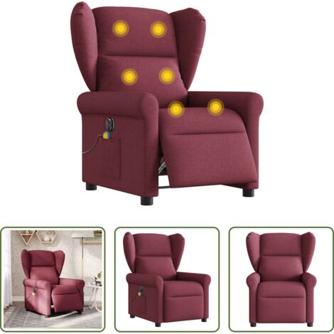 Reclinabile elettrica -  Poltrona Massaggiante Reclinabile Elettrica Rosso Vino Tessuto