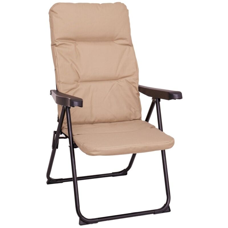 

Lolahome - Sillón de playa y camping acolchado de 4 posiciones beige de acero y lona de 62x59x108 cm