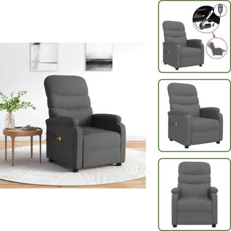 Reclinable eléctrico - vidaXL Sillón de masaje eléctrico tela gris oscuro - Asiento cómodo
