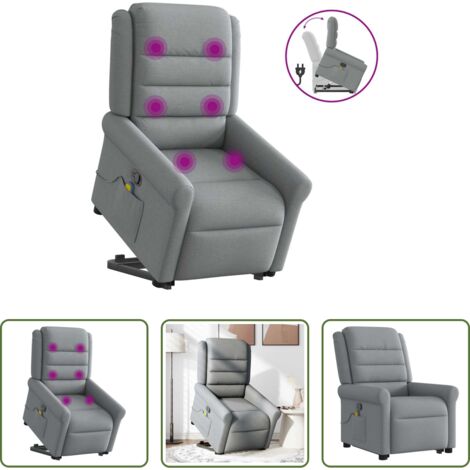 Reclinable -  Sillón de masaje reclinable de pie de tela gris claro