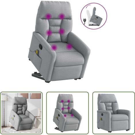 Reclinable -  Sillón de masaje reclinable de pie de tela gris claro