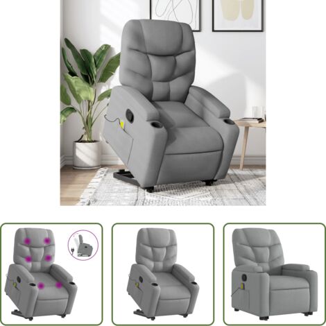Reclinable -  Sillón de masaje reclinable de pie de tela gris claro