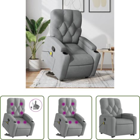 Reclinable -  Sillón de masaje reclinable de pie de tela gris claro