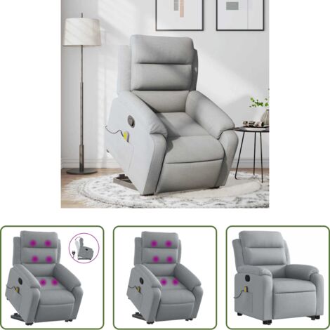Reclinable -  Sillón de masaje reclinable de pie de tela gris claro