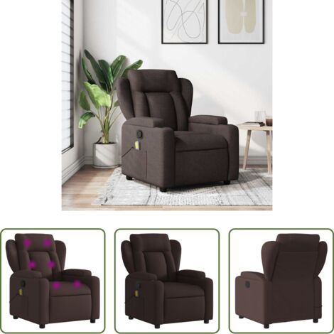 Reclinable -  Sillón de masaje reclinable de tela marrón oscuro
