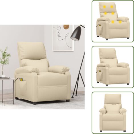 Reclinable - vidaXL Sillón de masaje de tela color crema - Asiento de tela