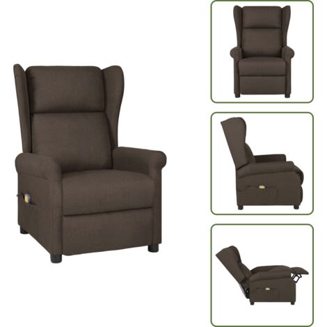 Reclinable - vidaXL Sillón de masaje eléctrico tela marrón oscuro - Asiento cómodo