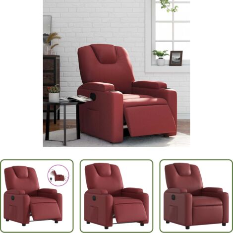 Reclinazione automatica -  Poltrona Reclinabile Elettrica Rosso Vino in Similpelle