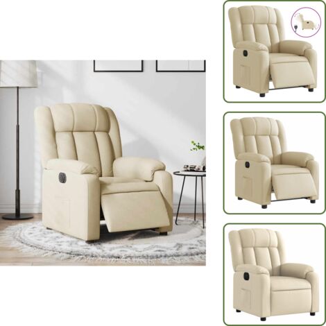 Reclinazione automatica - vidaXL Poltrona Elettrica Reclinabile Crema in Tessuto - Poltrona con motore