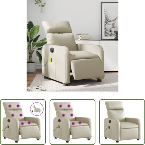 Reclinazione elettrica -  Poltrona Massaggiante Elettrica Reclinabile Crema Similpelle
