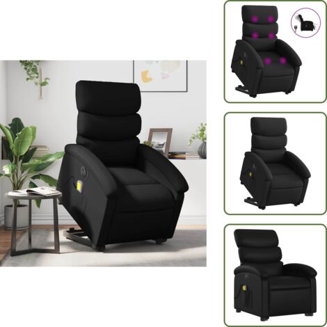 Reclinazione elettrica - vidaXL Poltrona Alzapersona Massaggiante Elettrica Nera in Similpelle - Vibrazione