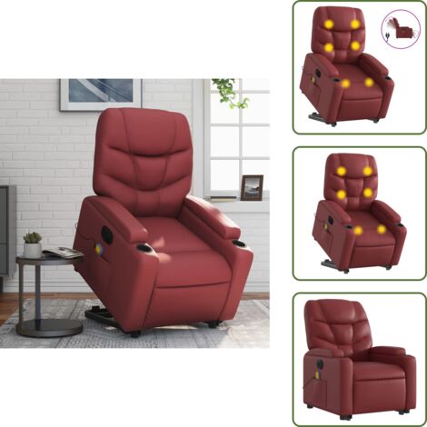 Reclinazione - vidaXL Poltrona Alzapersona Reclinabile Rosso Vino in Similpelle - Sollevamento