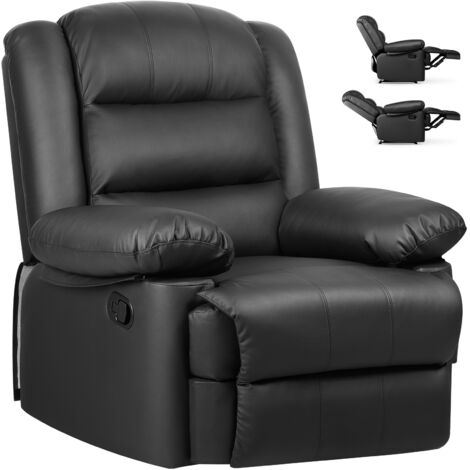 Recliner armchair - bigzzia Single Sofa Lounge - Adjustable Legrest and Reclining PU Leather Couch Chair - Black