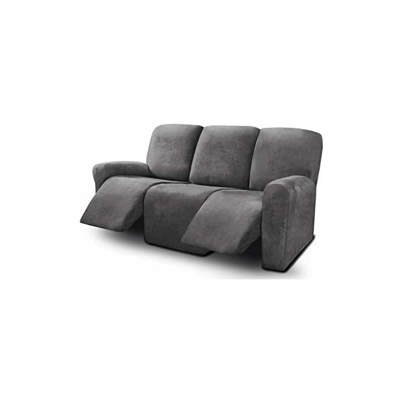 Recliner Sofa Slipcover Stretch Velvet Recliner Couch Cover 3 Cushion Recliner Couch Cover Sofa Slipcover Thick and Soft Washable (Set of 8) (Dark