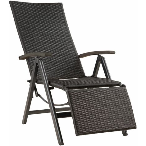 Reclining garden chair with footrest - recliner chair, garden recliner, deck chair