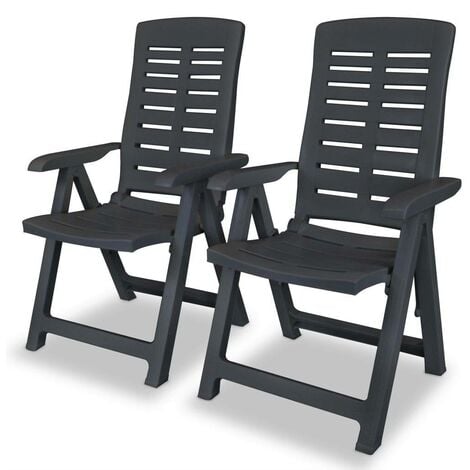 Reclining Garden Chairs 2 pcs Plastic Anthracite VDTD28123