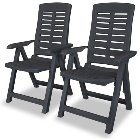 Reclining Garden Chairs 2 pcs Plastic Anthracite vidaXL