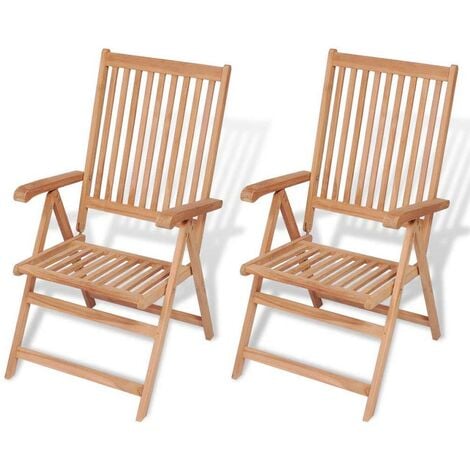 Reclining Garden Chairs 2 pcs Solid Teak Wood VDTD27466