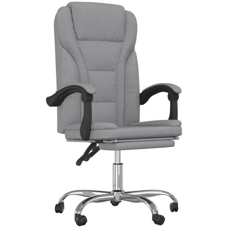 Reclining Office Chair Light Grey Fabric vidaXL