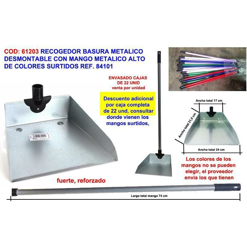 

recogedor basura metalico desmontable+mang metalic forrado 84101 - Mibricotienda