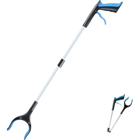 Recogedor de basura plegable extra largo de 83 cm con brazo extensible (azul)