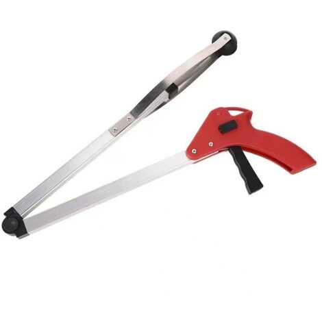 Recogedor de basura rojo / Agarrador de basura / Recogedor de basura plegable de mango largo