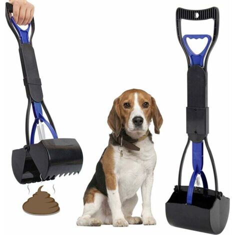 Recogedor de excrementos para mascotas, mango largo de 24 pulgadas, pinzas dentadas resistentes, pinza para recoger excrementos de perro, para exteriores, interiores, perros y gatos.