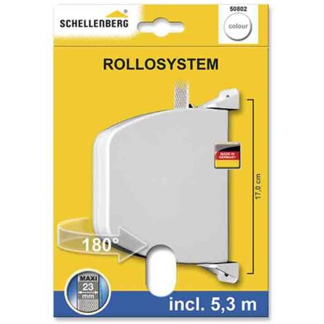 RECOGEDOR EXTERIOR ABATIBLE 34x188x156mm BLANCO GIRATORIO 180° CON 5,3m DE CINTA SCHELLENBERG