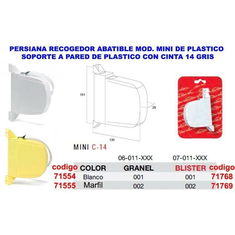 

Recogedor Abatible Mini C-14 06011001Bco - 066288