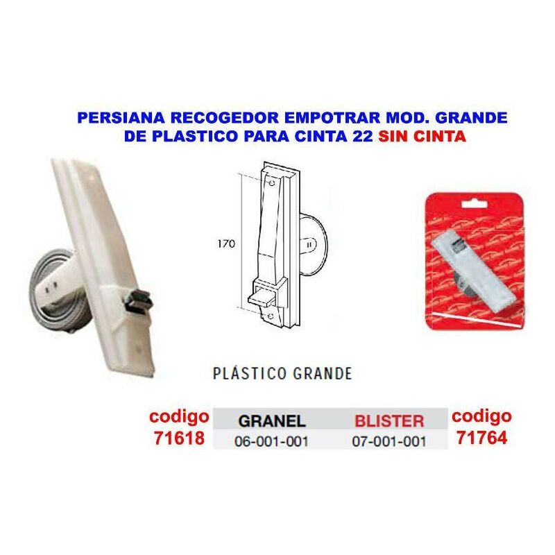 

MIBRICOTIENDA persiana reco.embutir plast.grande blanco cinta 22 06001001