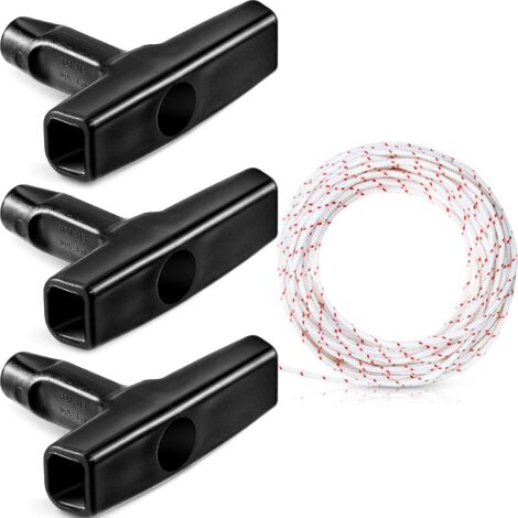 Recoil Starter Rope 10 Meters 3.0mm Pull Rope with 3 Pieces Starter Handle for Lawn Mower Parts Chainsaw Trimmer Brush Cutter Motor