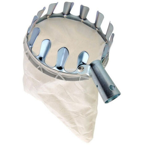 Recolector de fruta metálico con bolsa, ideal para huertos agrícolas, cesta para recoger manzanas, cítricos, peras, naranjas, melocotones y frutas pequeñas (poste no incluido).