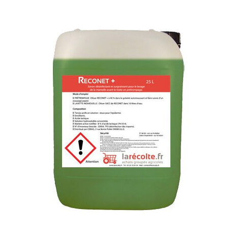 RECONET + (nettoyage et désinfection de la mamelle avant traite)