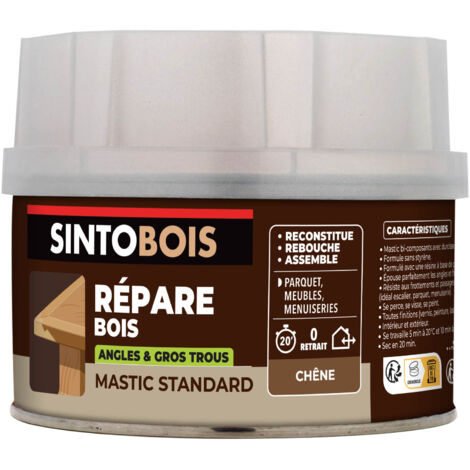 Sinto – Mastic à bois chêne 190g – Bi-composant pour bois dur – Excellente adhérence et résistance – 139700