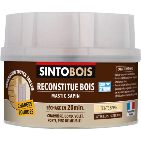 Sinto – Mastic polyester bi-composants 190g – Pour reconstituer bois abîmé – Résistance à l'eau – Séchage rapide 20 min
