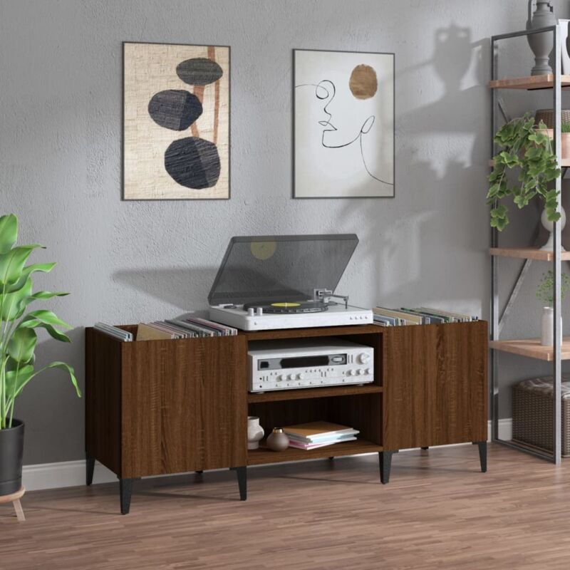 Vidaxl - Record Cabinet Brown Oak 121x38x48 Cm Engineered Wood