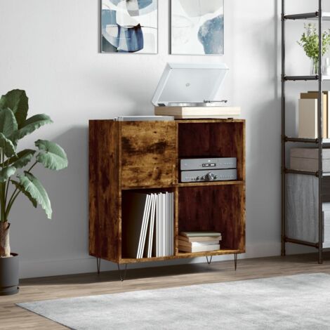 Record Cabinet Smoked Oak 84.5x38x89 cm Engineered Wood vidaXL