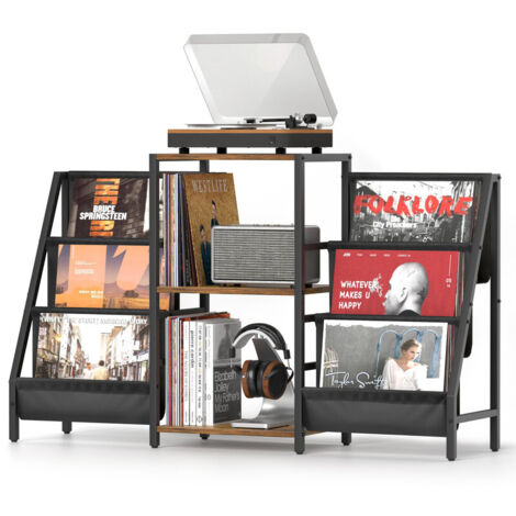 Record Player Stand with 280-Album Vinyl Storage, Turntable Cabinet with CD Rack & Media Console for Home Audio, Stereo & Vinyl Record Display